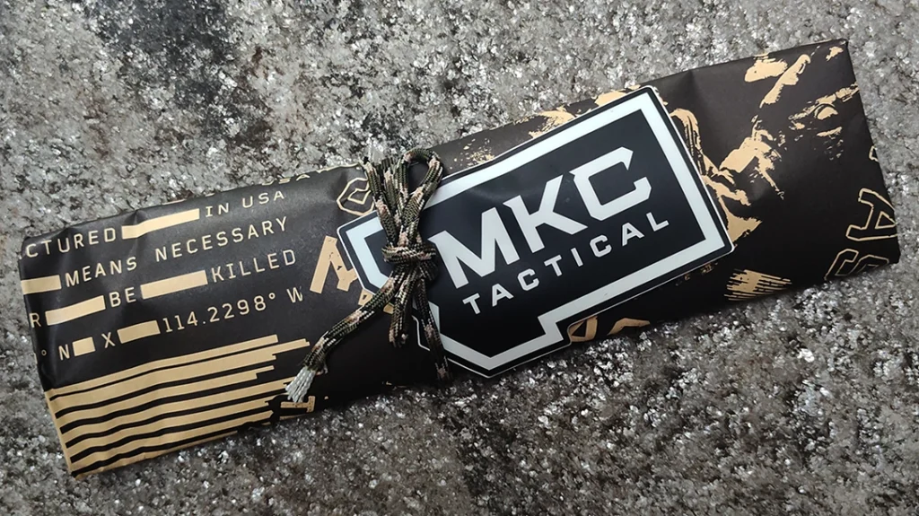 The MKC V24 came wrapped in stylish paper, complete with a paracord knot.