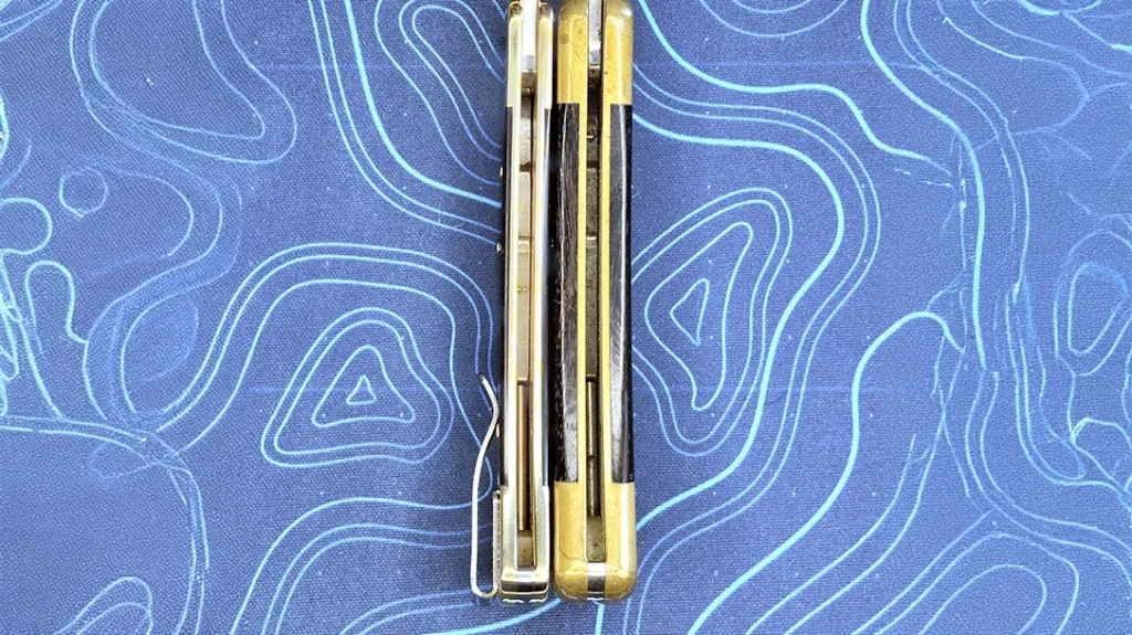 The Buck 110 Slim Heritage Elite isn’t quite half the thickness of the original 110, but it’s close.