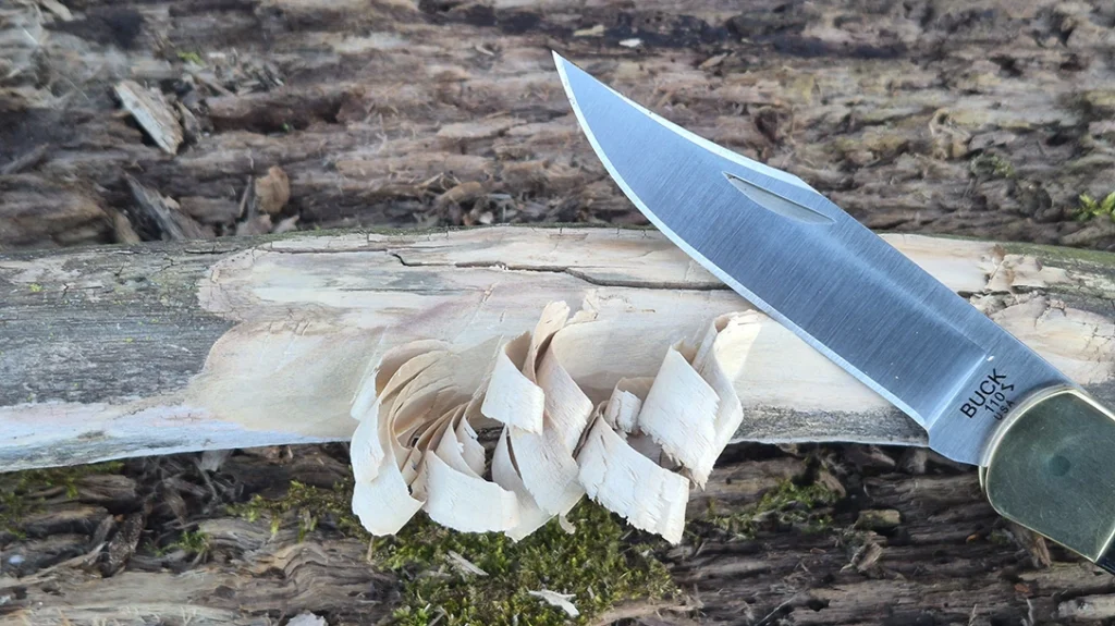 The hollow grind blade was perfect for making very thin wood shavings.