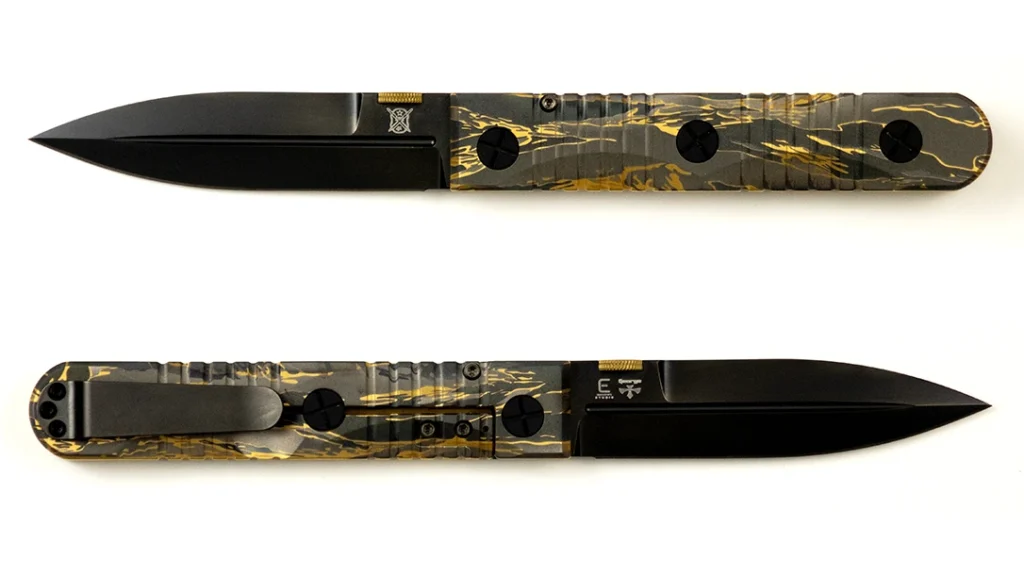 The Elishewitz Les George Ek Integral Folding Knife.