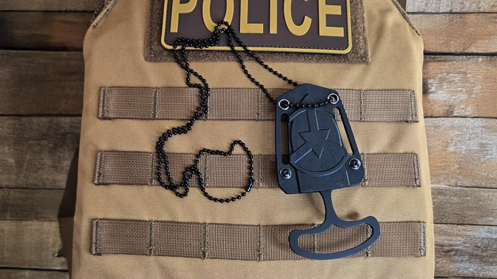 Another carry option is on a breakaway neck chain underneath your uniform shirt.
