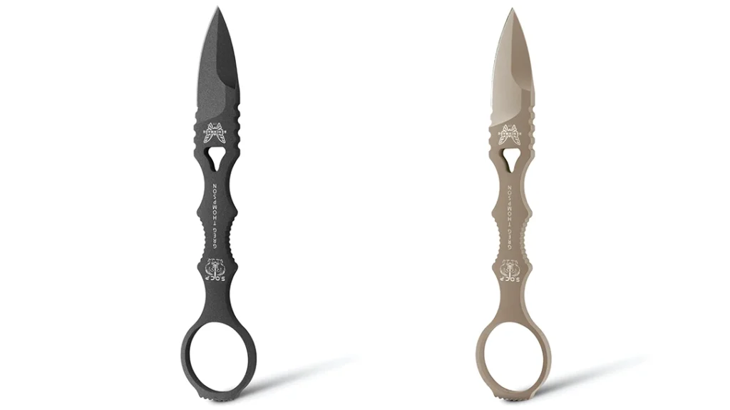 The Benchmade Mini SOCP Dagger is available in several colors to match your outdoor environment.