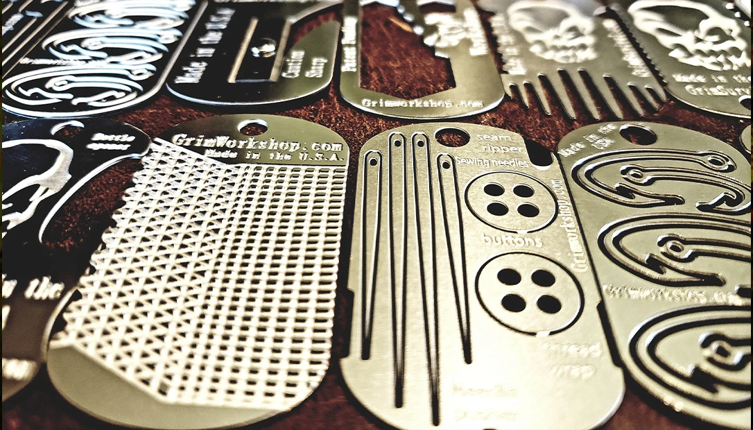 n addition to wallet-sized tools, Grim Workshop offers a full line of dog tag models as well.