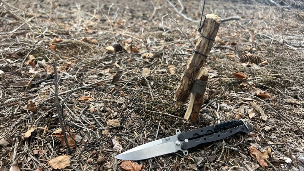 I spent several days with the CRKT M16-03 Bali turning regular sticks into pointy sticks and making notches for trap triggers.
