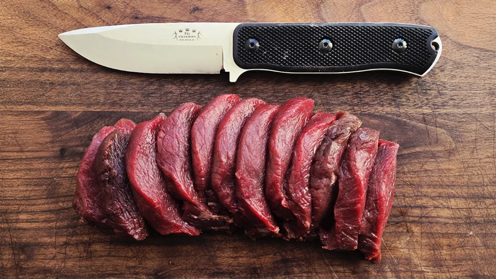 These venison backstrap medallions don’t seem to mind being cut up cleanly by the F1X that slices exceptionally well.