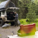 Fully equipped overland kitchen setup