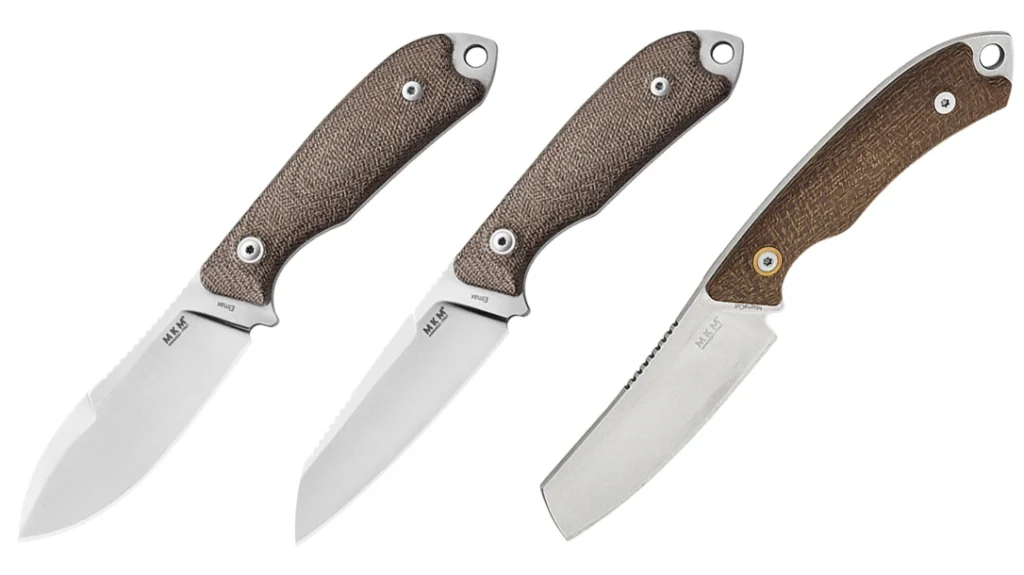 Earlier models featured different blade profiles, including Nessmuk, Reverse Tanto, and Sheepsfoot.
