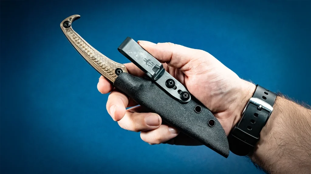 The sheath is a lightweight Kydex system weighing in at approximately 3 ounces.