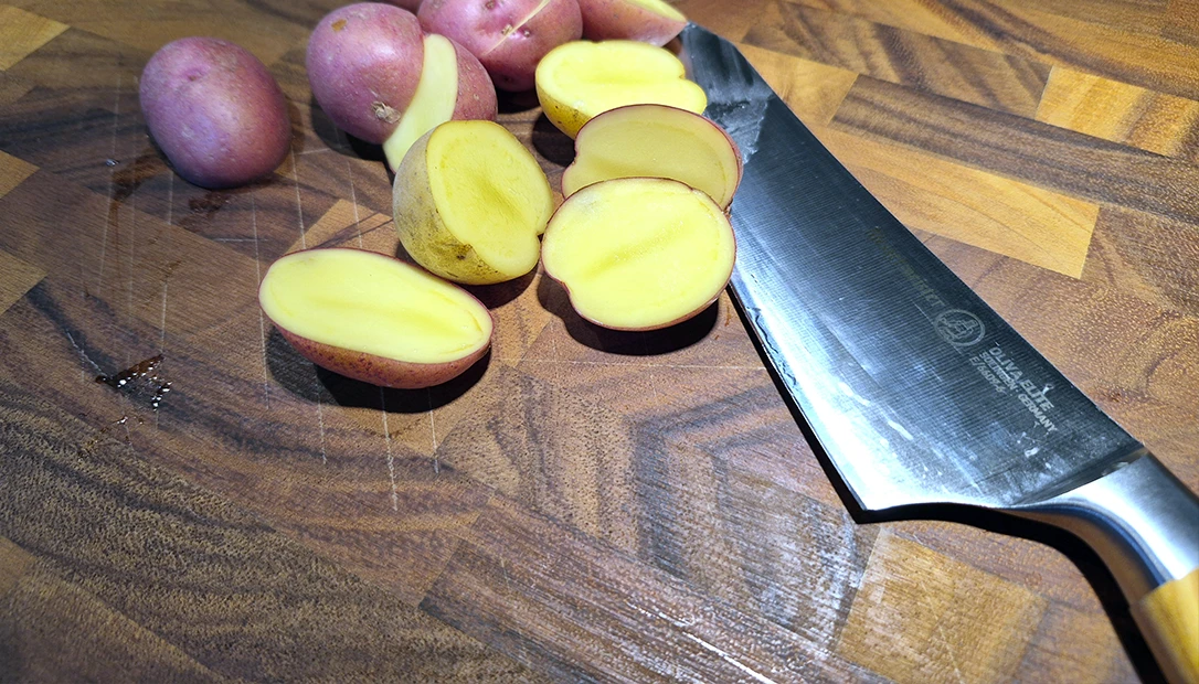 Slicing baby potatoes was a piece of cake, as expected.