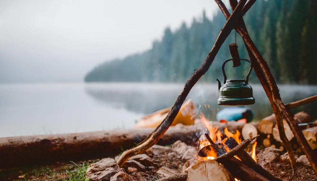 fireside chat and tea in the outdoors