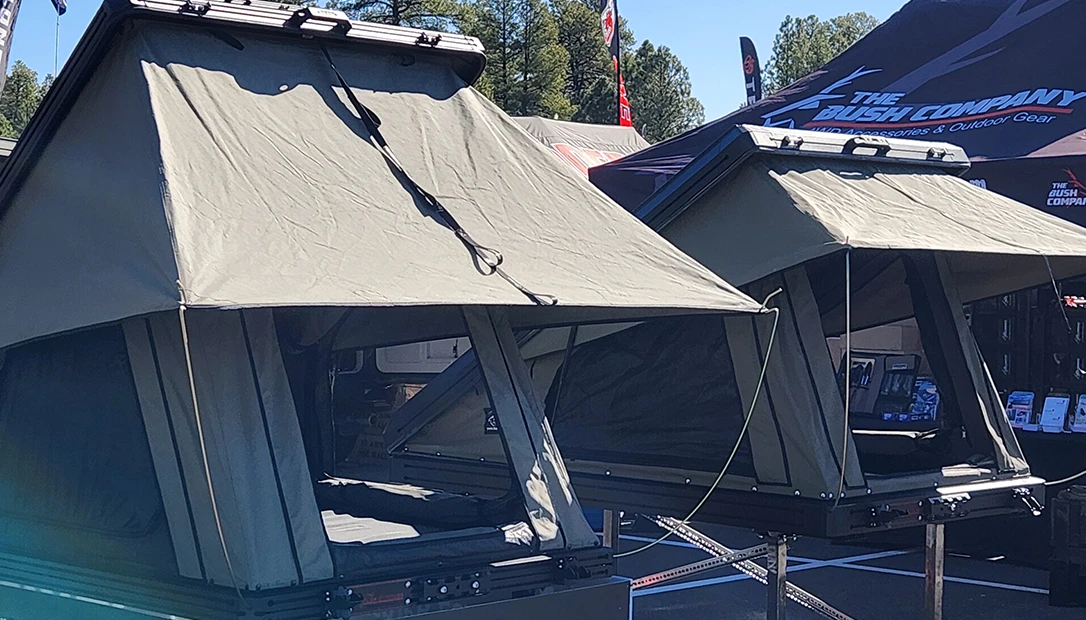 Roof top tents on display at Overland Expo West.