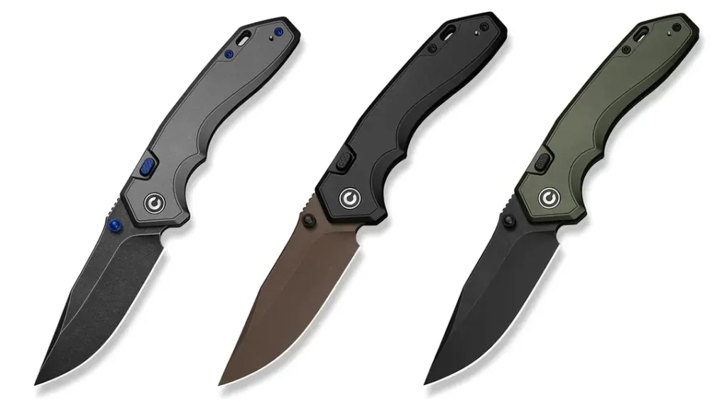 The three colors of the CIVIVI Elite Brova on a white background.
