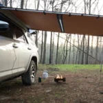 a propane campfire at a campsite