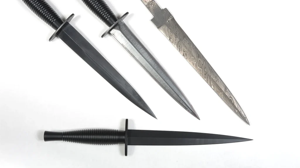 Different examples of the Fairbairn-Sykes dagger.